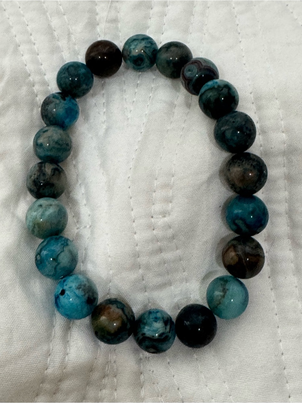 Beaded Blue Agate Stretch Bracelet - Unbranded